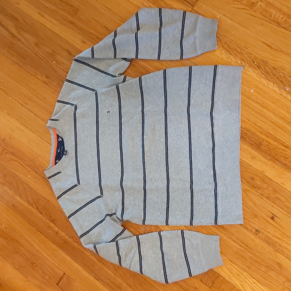 Men's Tommy Hilfiger Gray Striped Long Sleeve Pullover